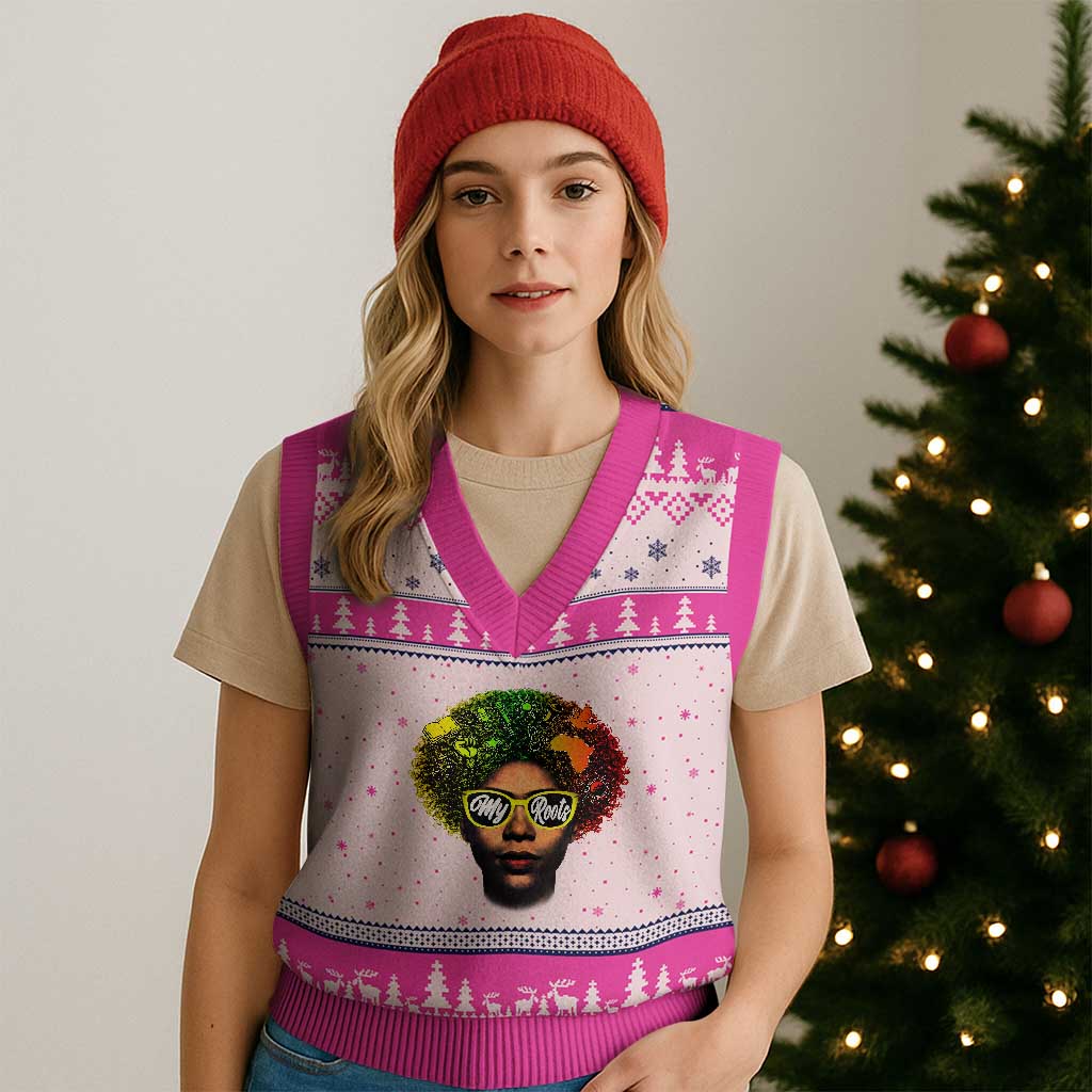 Black History Month V-Neck Knit Sweater Vest My Roots African American Pride Gift TS12 Hot Pink Print Your Wear