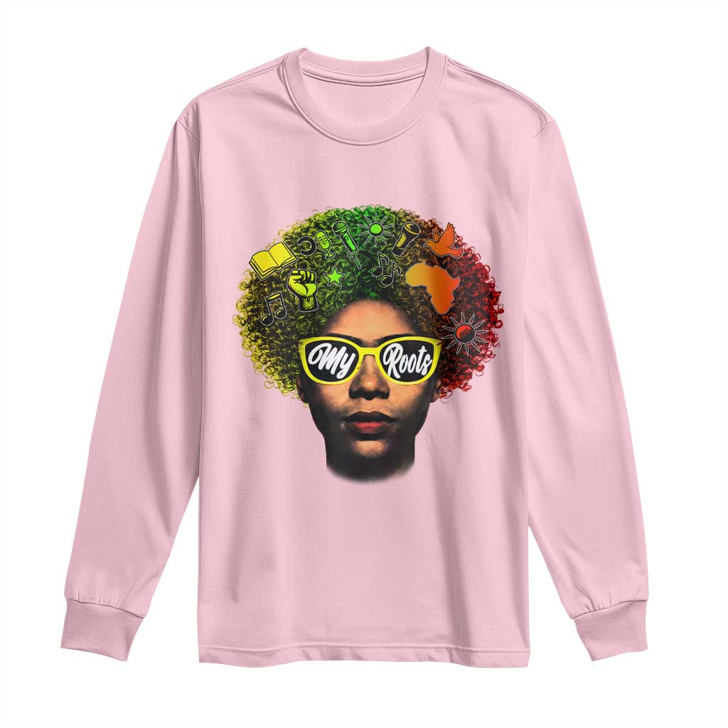Black History Month Long Sleeve Shirt My Roots African American Pride Gift TS12 Light Pink Print Your Wear