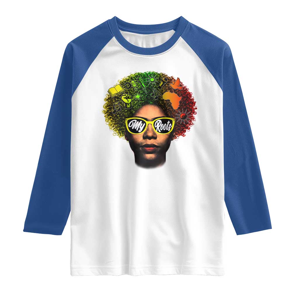 Black History Month Raglan Shirt My Roots African American Pride Gift TS12 White Royal Print Your Wear