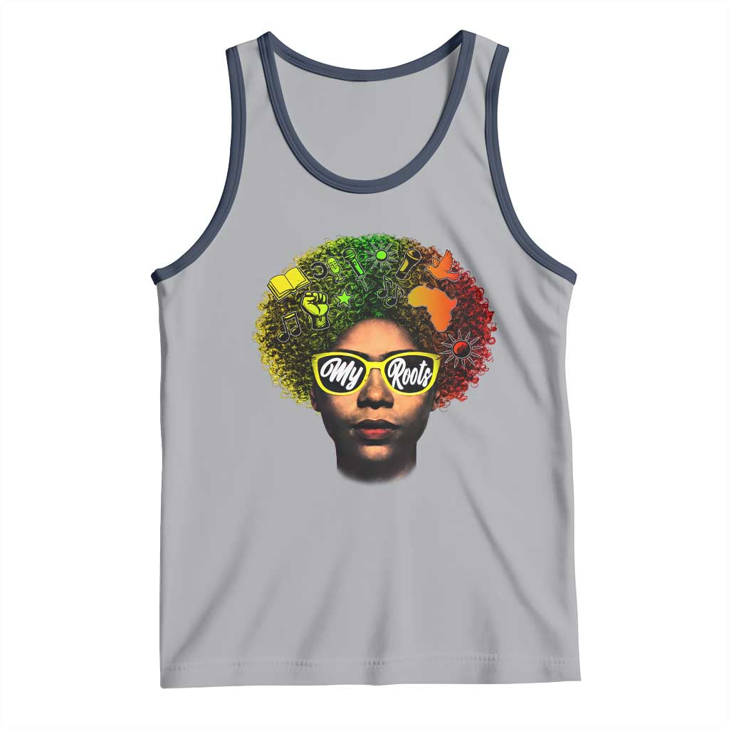 Black History Month Tank Top My Roots African American Pride Gift TS12 Athletic Heather Navy Print Your Wear