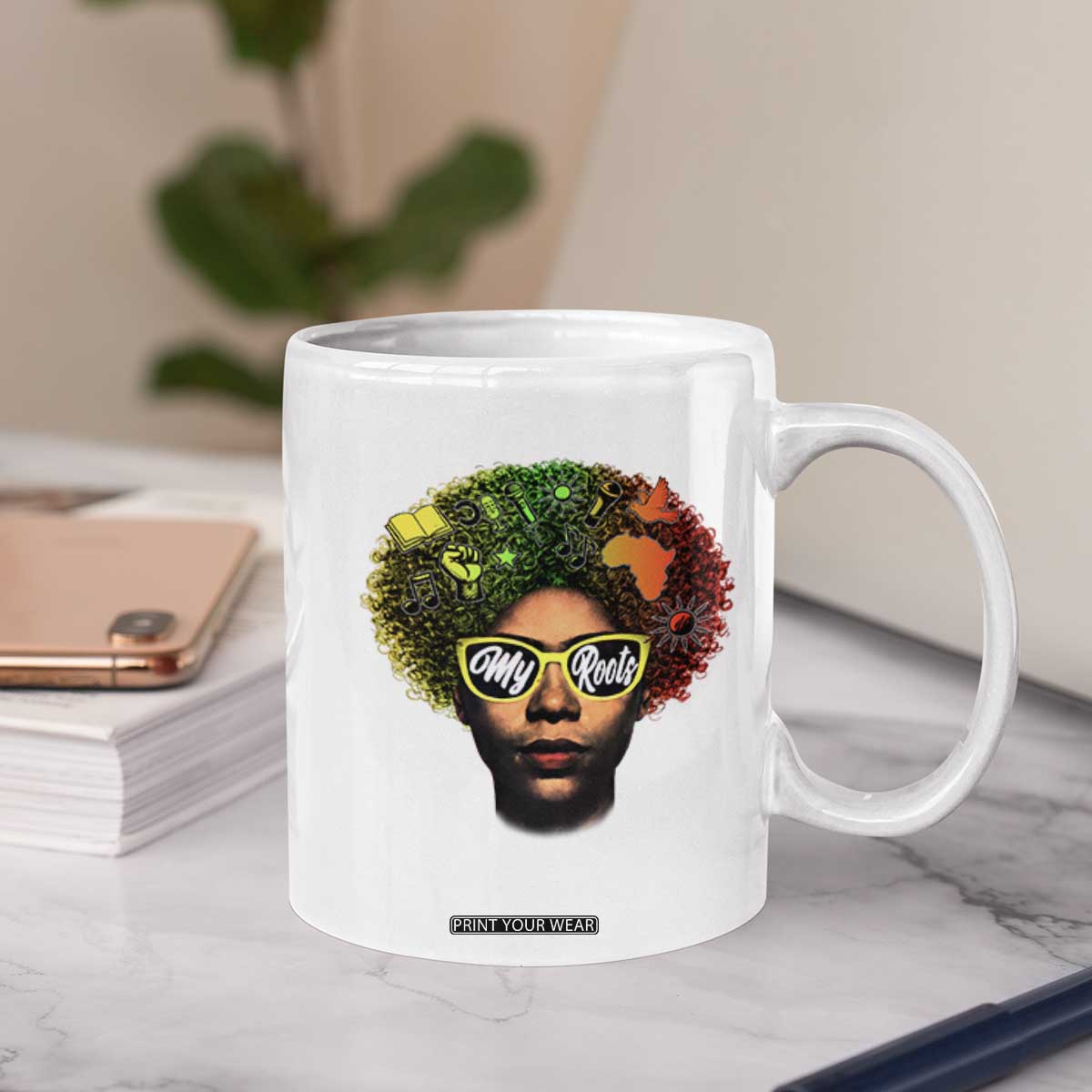 Black History Month Coffee Mug My Roots African American Pride Gift TS12 Print Your Wear