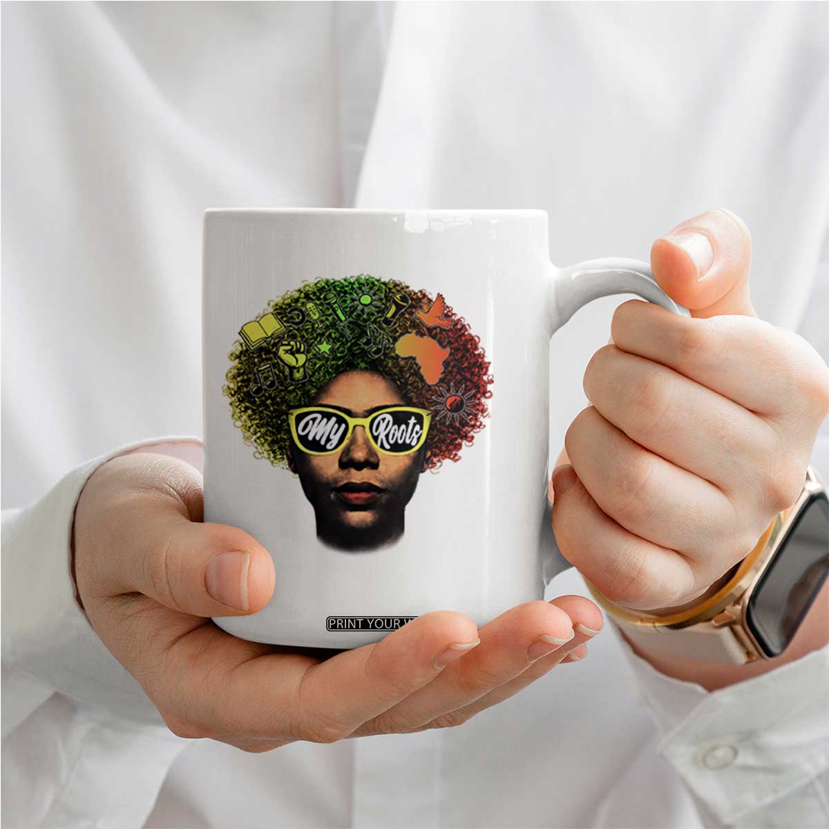 Black History Month Coffee Mug My Roots African American Pride Gift TS12 Print Your Wear