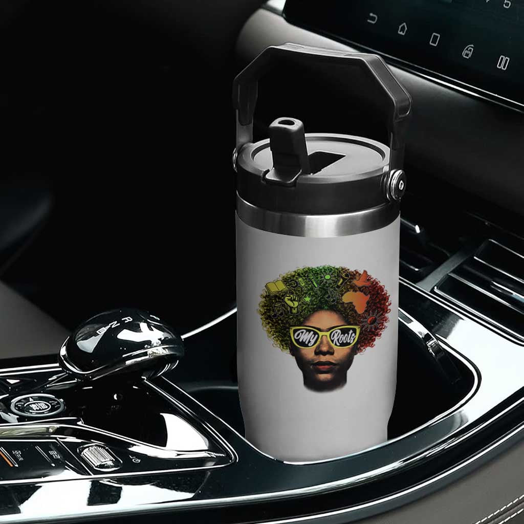 Black History Month Flip Straw Tumbler My Roots African American Pride Gift TS12 Print Your Wear
