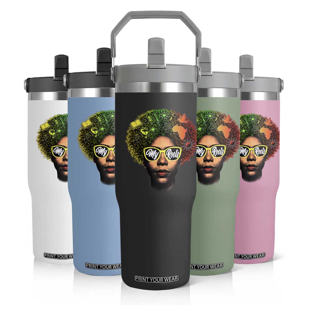 Black History Month Flip Straw Tumbler My Roots African American Pride Gift TS12 Print Your Wear