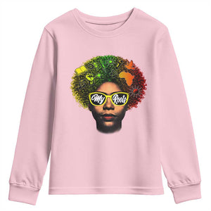 Black History Month Youth Sweatshirt My Roots African American Pride Gift TS12 Light Pink Print Your Wear