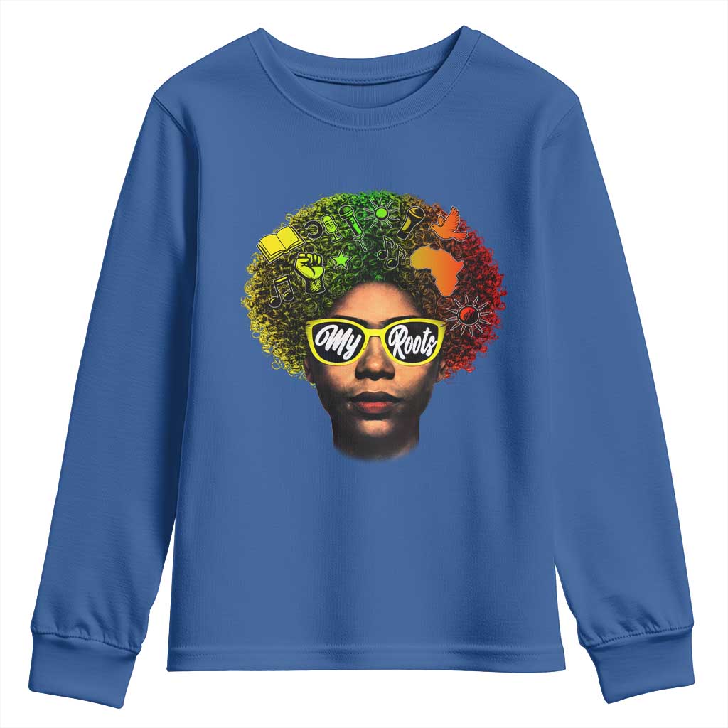 Black History Month Youth Sweatshirt My Roots African American Pride Gift TS12 Royal Blue Print Your Wear