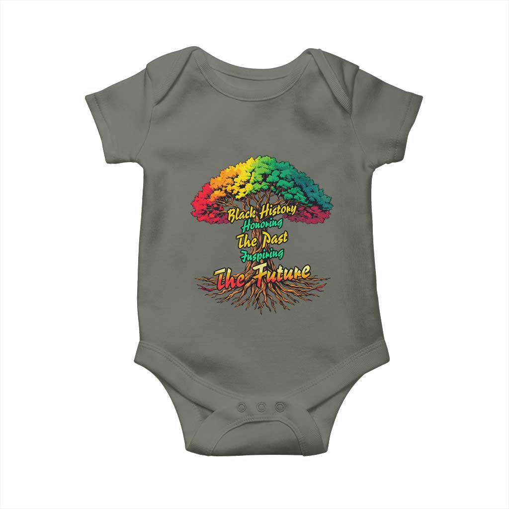 Black History Month Quote Baby Onesie Inspiring The Future Honoring The Past TS12 Military Green Print Your Wear