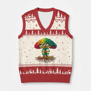 Black History Month Quote V-Neck Knit Sweater Vest Inspiring The Future Honoring The Past TS12 Beige Red Print Your Wear