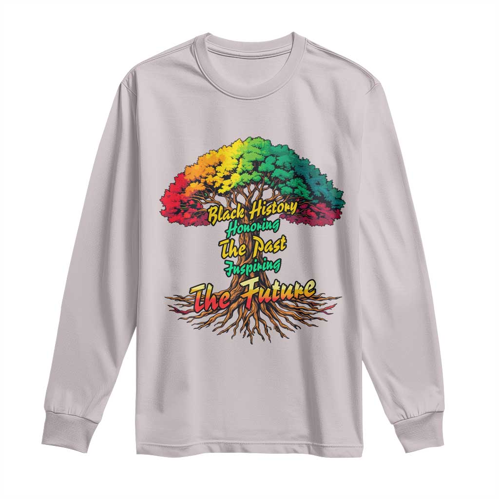 Black History Month Quote Long Sleeve Shirt Inspiring The Future Honoring The Past TS12 Ice Gray Print Your Wear