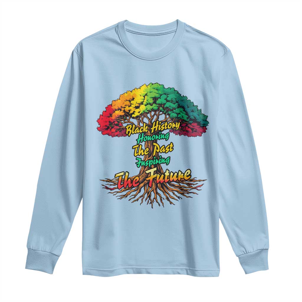 Black History Month Quote Long Sleeve Shirt Inspiring The Future Honoring The Past TS12 Light Blue Print Your Wear