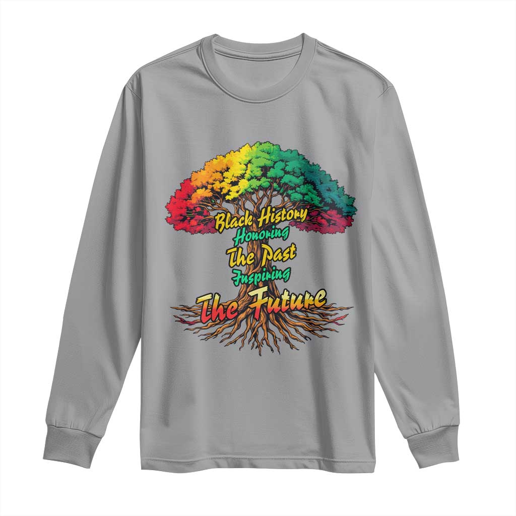 Black History Month Quote Long Sleeve Shirt Inspiring The Future Honoring The Past TS12 Sport Gray Print Your Wear