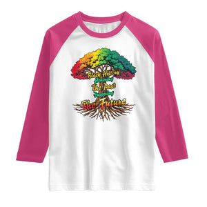 Black History Month Quote Raglan Shirt Inspiring The Future Honoring The Past TS12 White Heliconia Print Your Wear