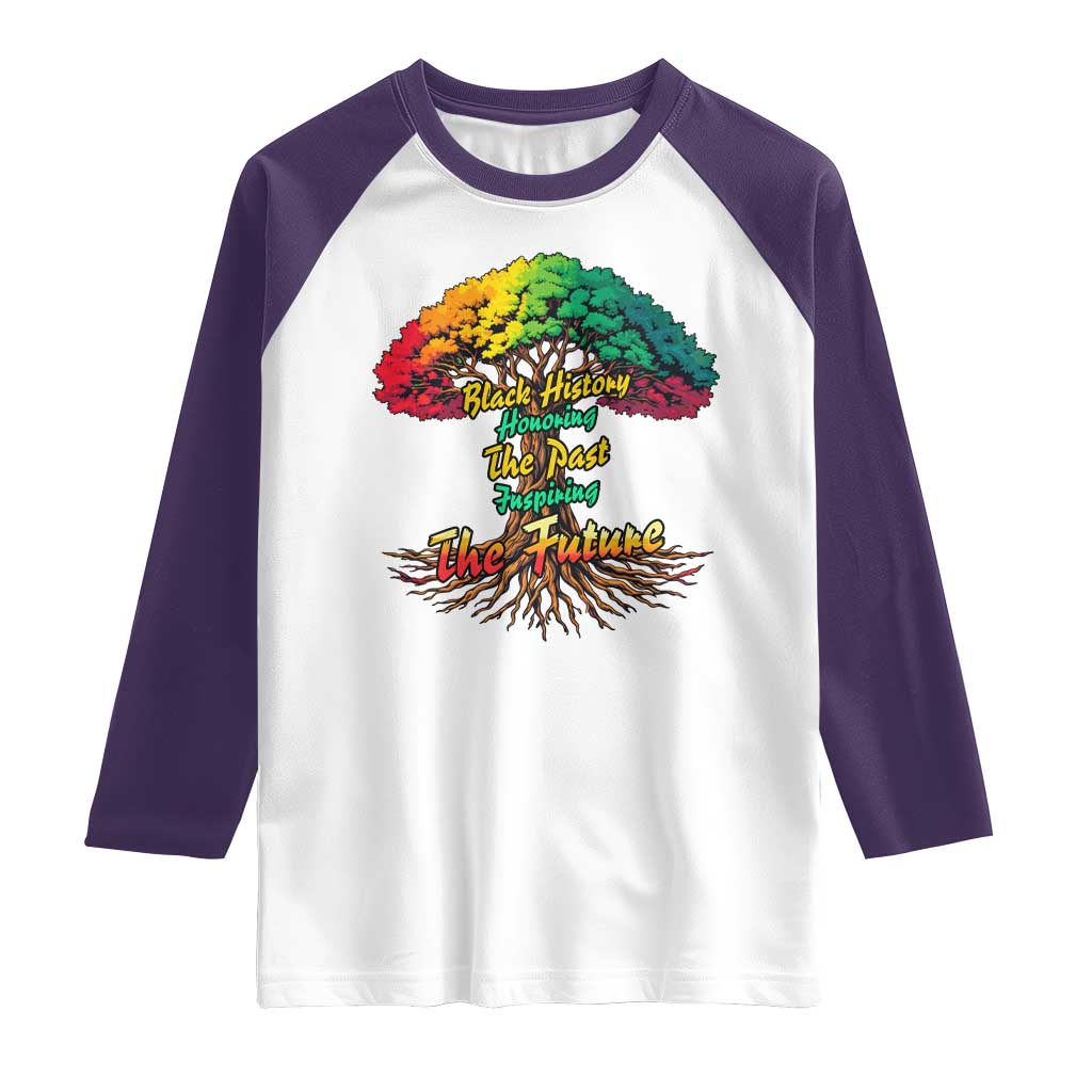 Black History Month Quote Raglan Shirt Inspiring The Future Honoring The Past TS12 White Purple Print Your Wear