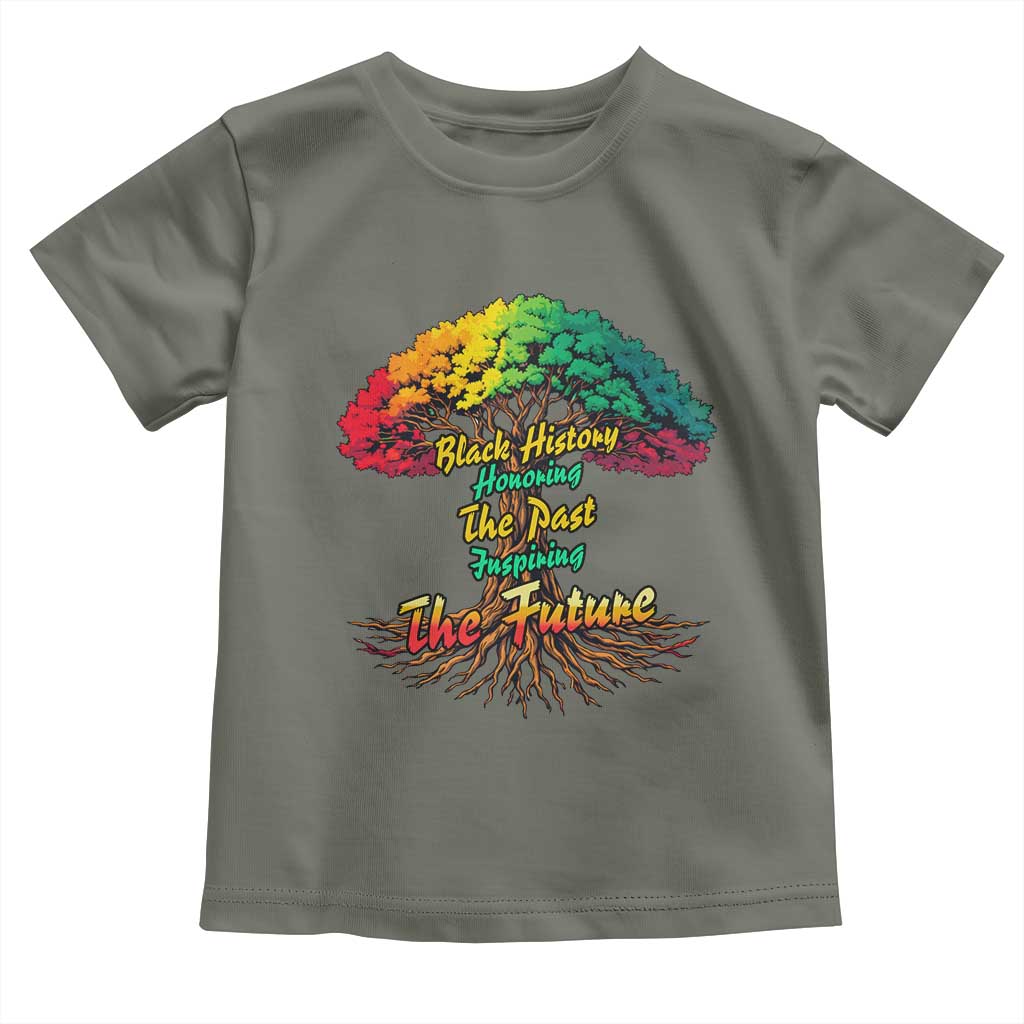 Black History Month Quote Toddler T Shirt Inspiring The Future Honoring The Past TS12 Military Green Print Your Wear