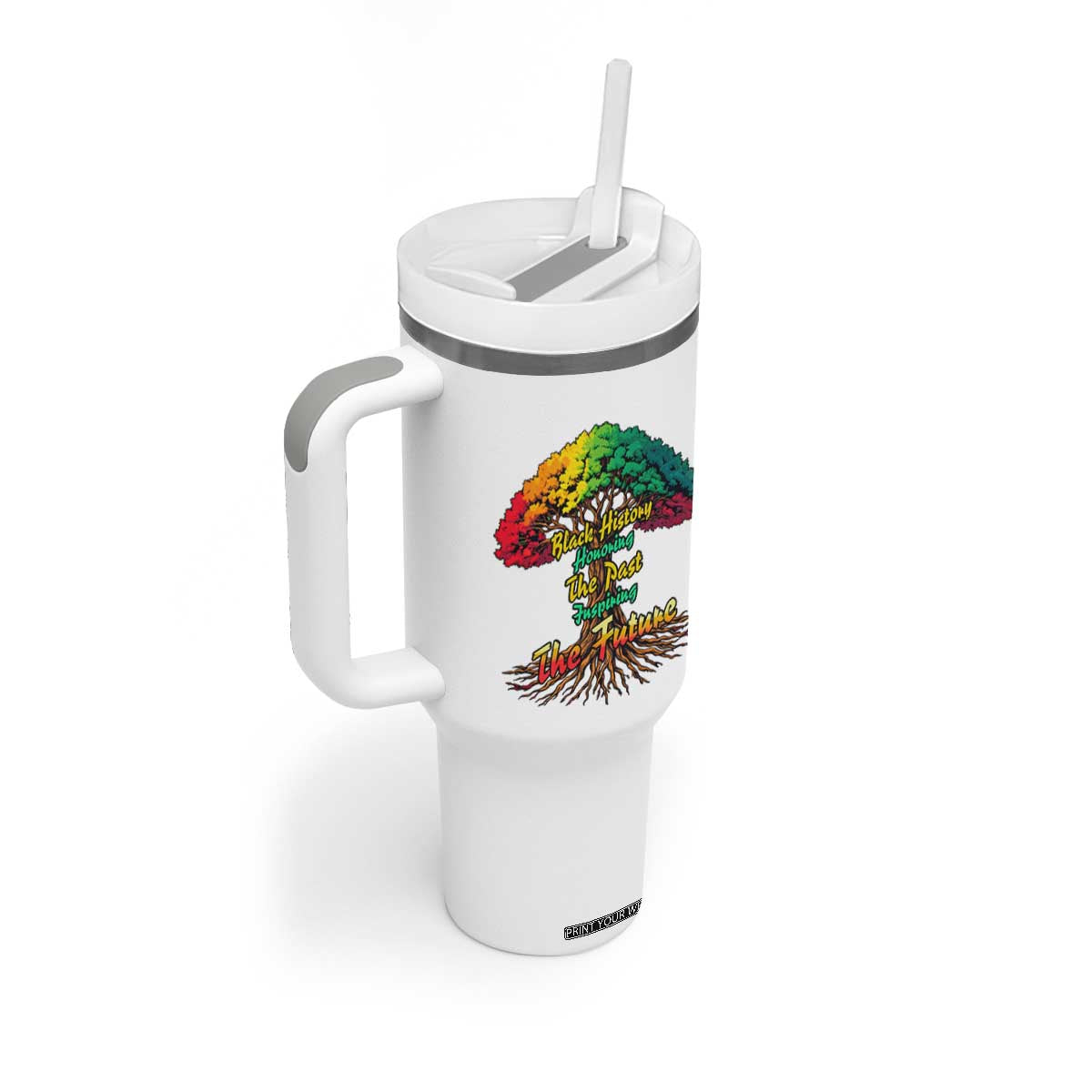 Black History Month Quote Tumbler With Handle Inspiring The Future Honoring The Past TS12 Print Your Wear