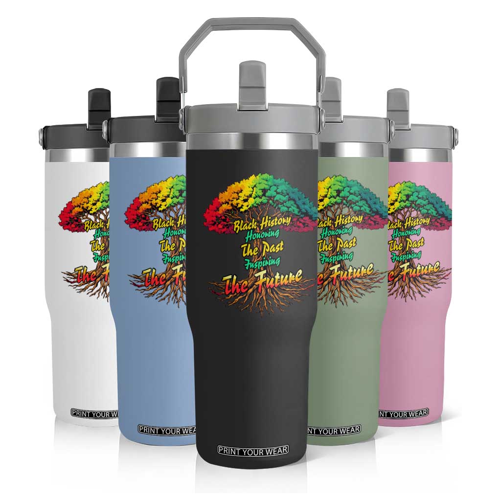 Black History Month Quote Flip Straw Tumbler Inspiring The Future Honoring The Past TS12 Print Your Wear