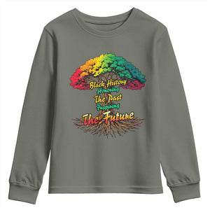 Black History Month Quote Youth Sweatshirt Inspiring The Future Honoring The Past TS12 Military Green Print Your Wear