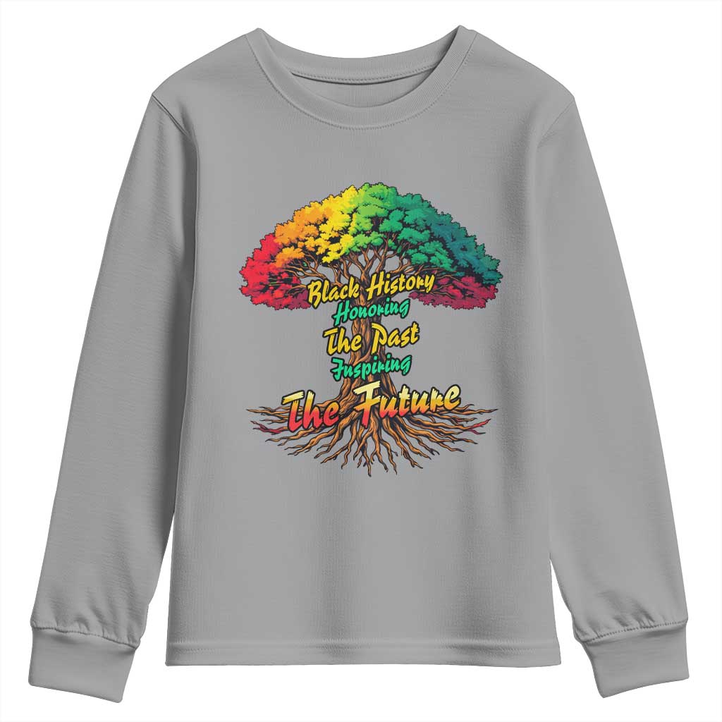 Black History Month Quote Youth Sweatshirt Inspiring The Future Honoring The Past TS12 Sport Gray Print Your Wear