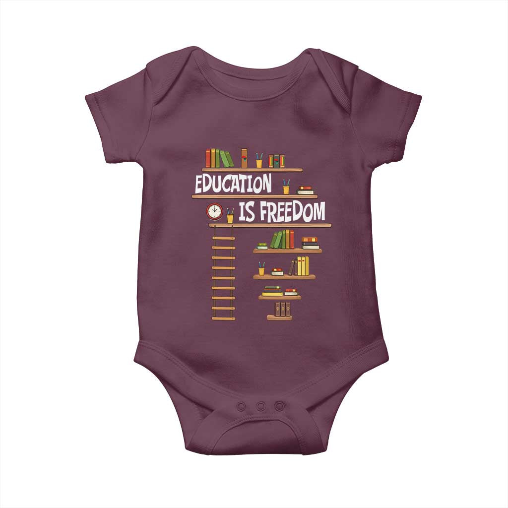 Education Is Freedom Baby Onesie African American History Africa Map Books TS12 Maroon Print Your Wear