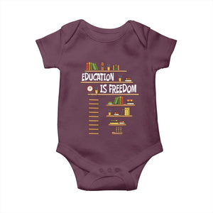 Education Is Freedom Baby Onesie African American History Africa Map Books TS12 Maroon Print Your Wear