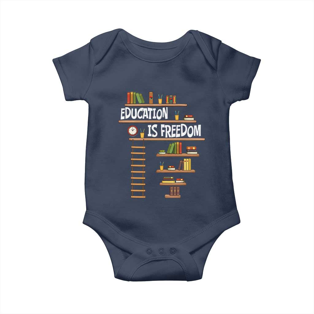 Education Is Freedom Baby Onesie African American History Africa Map Books TS12 Navy Print Your Wear