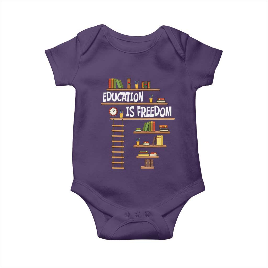 Education Is Freedom Baby Onesie African American History Africa Map Books TS12 Purple Print Your Wear