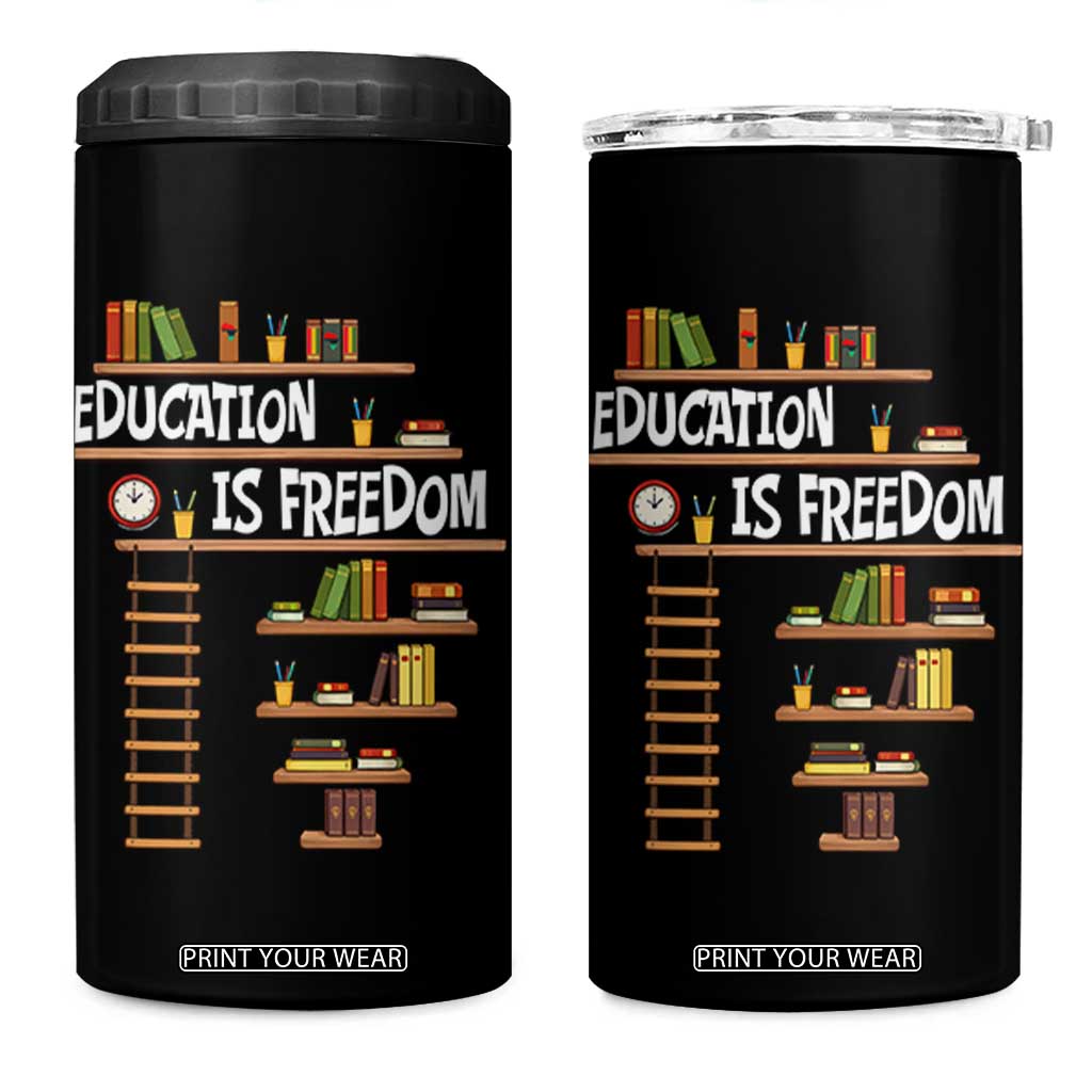 Education Is Freedom 4 in 1 Can Cooler Tumbler African American History Africa Map Books TS12 One Size: 16 oz Black Print Your Wear