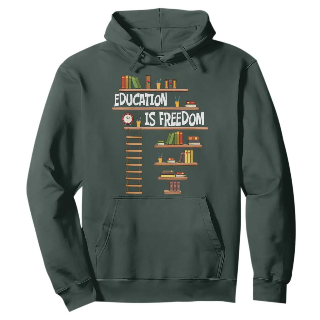 Education Is Freedom Hoodie African American History Africa Map Books TS12 Dark Forest Green Print Your Wear