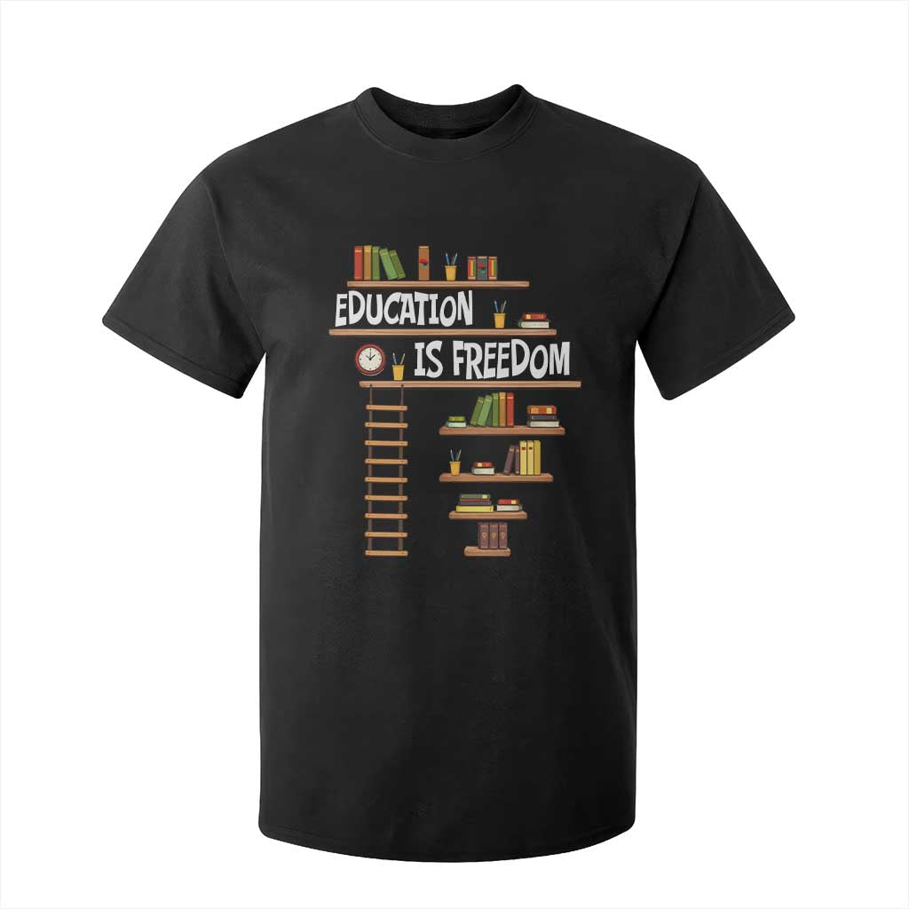 Education Is Freedom T Shirt For Kid African American History Africa Map Books TS12 Black Print Your Wear