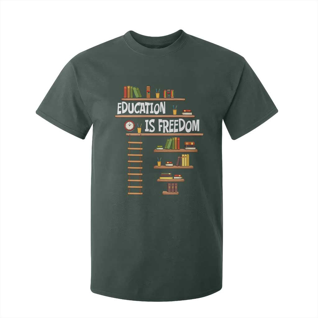 Education Is Freedom T Shirt For Kid African American History Africa Map Books TS12 Dark Forest Green Print Your Wear