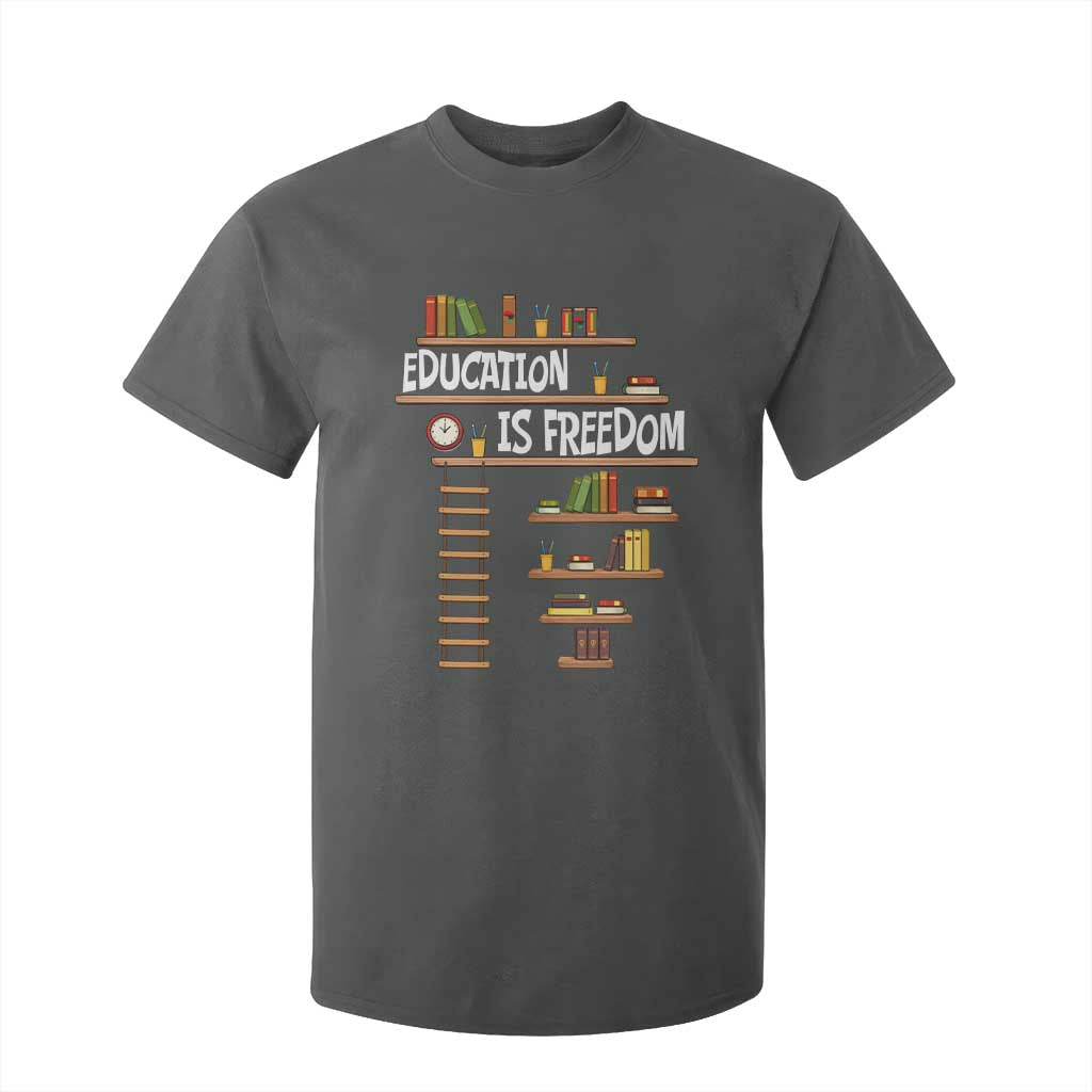 Education Is Freedom T Shirt For Kid African American History Africa Map Books TS12 Dark Heather Print Your Wear