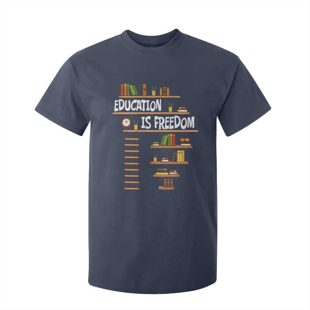 Education Is Freedom T Shirt For Kid African American History Africa Map Books TS12 Navy Print Your Wear