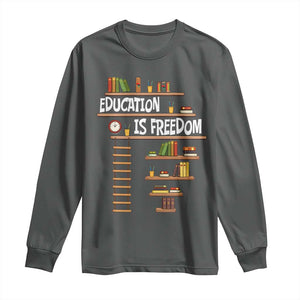 Education Is Freedom Long Sleeve Shirt African American History Africa Map Books TS12 Dark Heather Print Your Wear