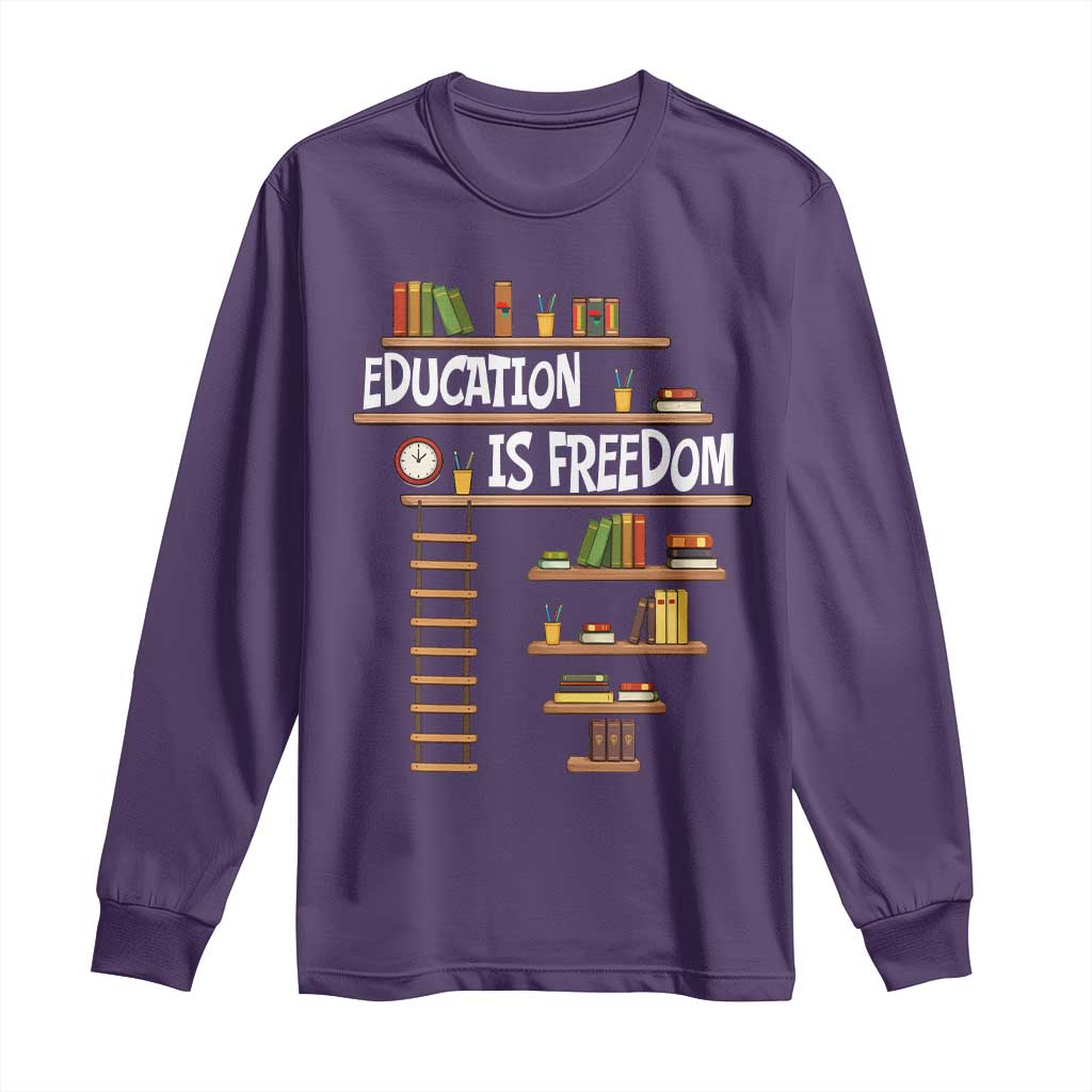 Education Is Freedom Long Sleeve Shirt African American History Africa Map Books TS12 Purple Print Your Wear