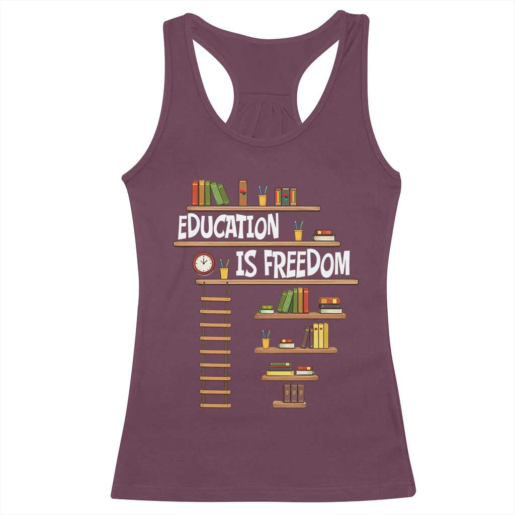 Education Is Freedom Racerback Tank Top African American History Africa Map Books TS12 Maroon Print Your Wear