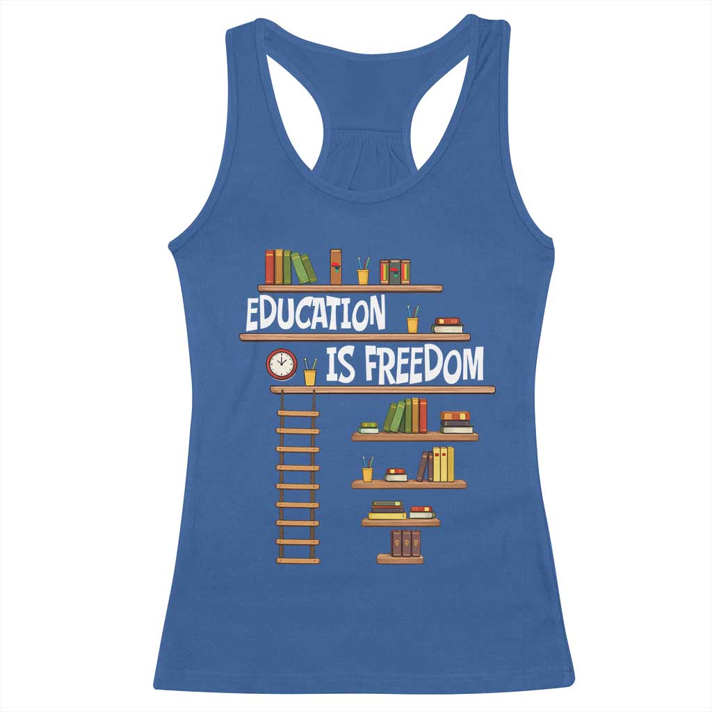 Education Is Freedom Racerback Tank Top African American History Africa Map Books TS12 Royal Blue Print Your Wear