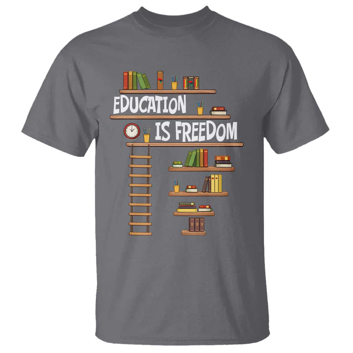 Education Is Freedom T Shirt African American History Africa Map Books TS12 Charcoal Print Your Wear