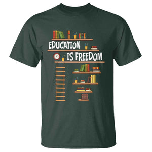 Education Is Freedom T Shirt African American History Africa Map Books TS12 Dark Forest Green Print Your Wear