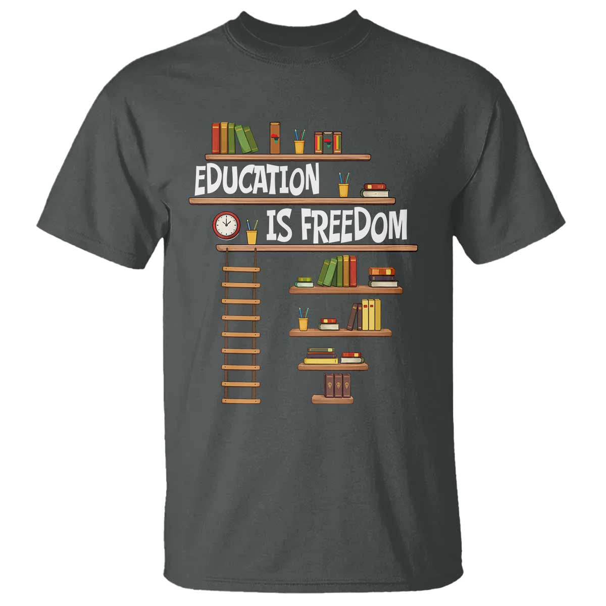 Education Is Freedom T Shirt African American History Africa Map Books TS12 Dark Heather Print Your Wear
