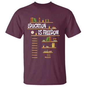 Education Is Freedom T Shirt African American History Africa Map Books TS12 Maroon Print Your Wear