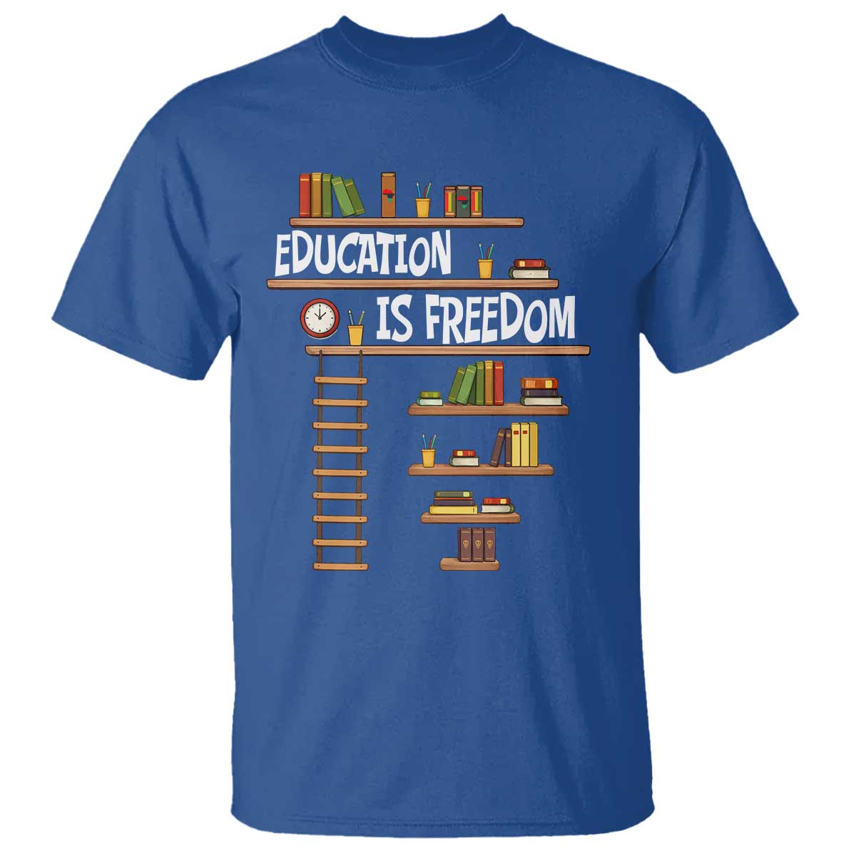 Education Is Freedom T Shirt African American History Africa Map Books TS12 Royal Blue Print Your Wear