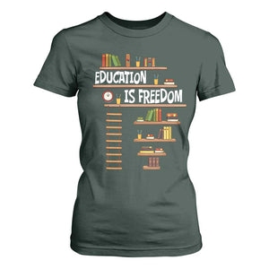 Education Is Freedom T Shirt For Women African American History Africa Map Books TS12 Dark Forest Green Print Your Wear