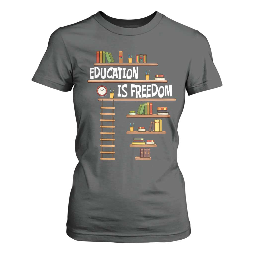 Education Is Freedom T Shirt For Women African American History Africa Map Books TS12 Dark Heather Print Your Wear