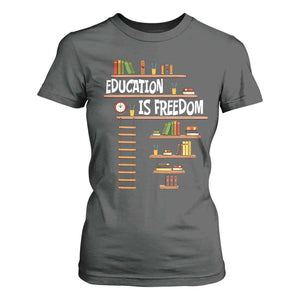 Education Is Freedom T Shirt For Women African American History Africa Map Books TS12 Dark Heather Print Your Wear