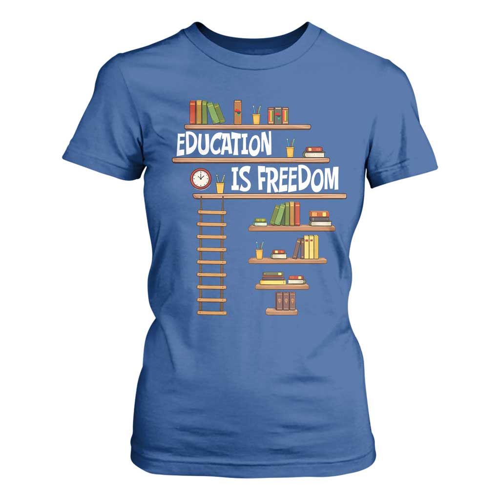 Education Is Freedom T Shirt For Women African American History Africa Map Books TS12 Royal Blue Print Your Wear