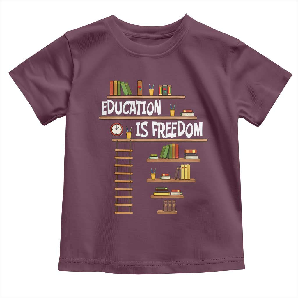Education Is Freedom Toddler T Shirt African American History Africa Map Books TS12 Maroon Print Your Wear
