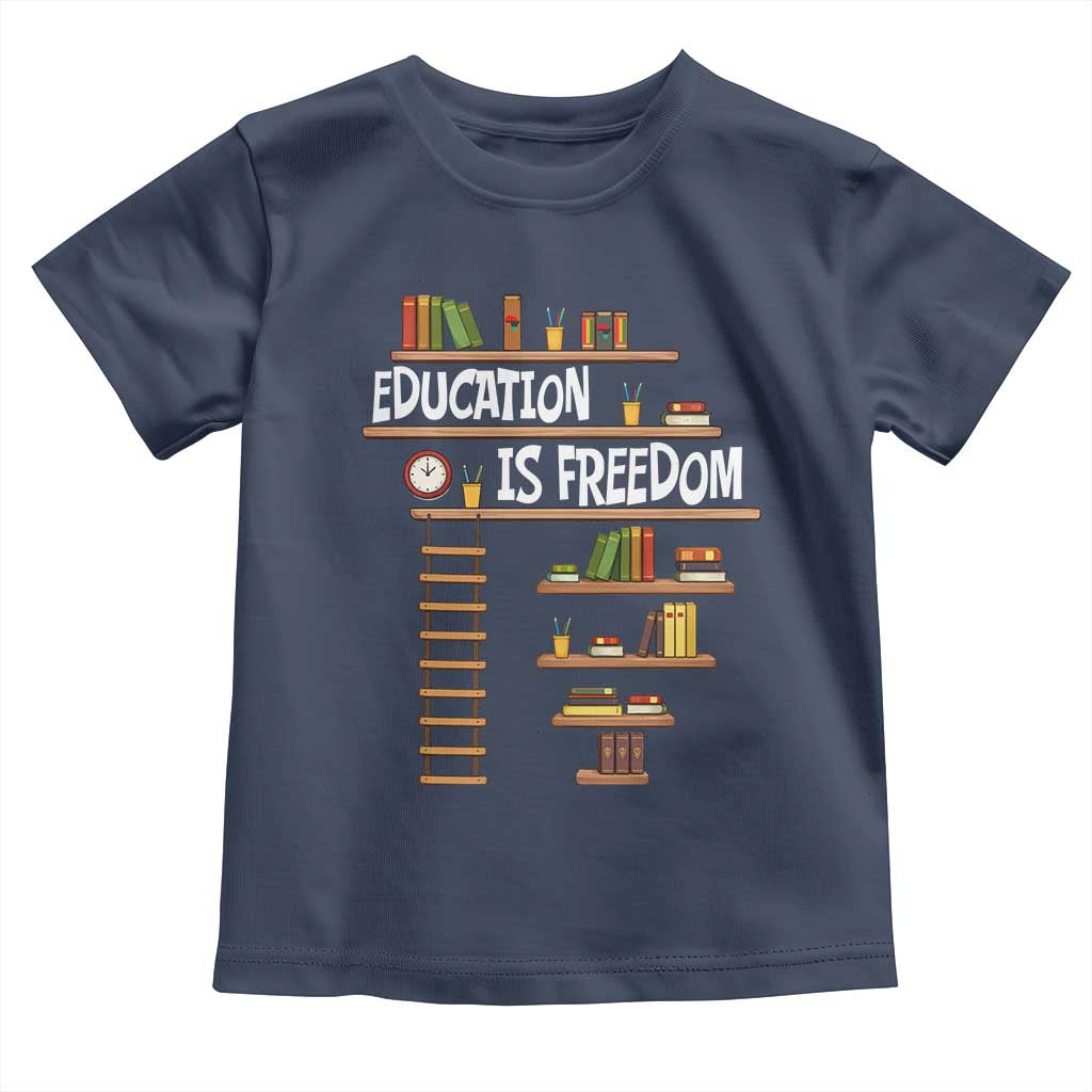 Education Is Freedom Toddler T Shirt African American History Africa Map Books TS12 Navy Print Your Wear