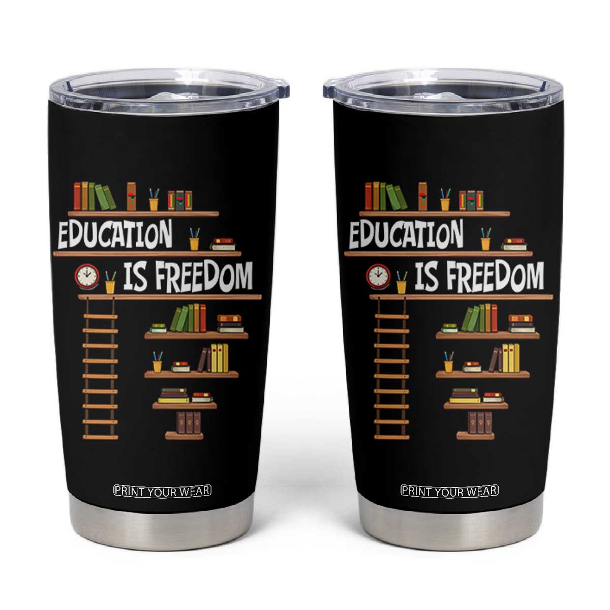 Education Is Freedom Tumbler Cup African American History Africa Map Books TS12 Black Print Your Wear