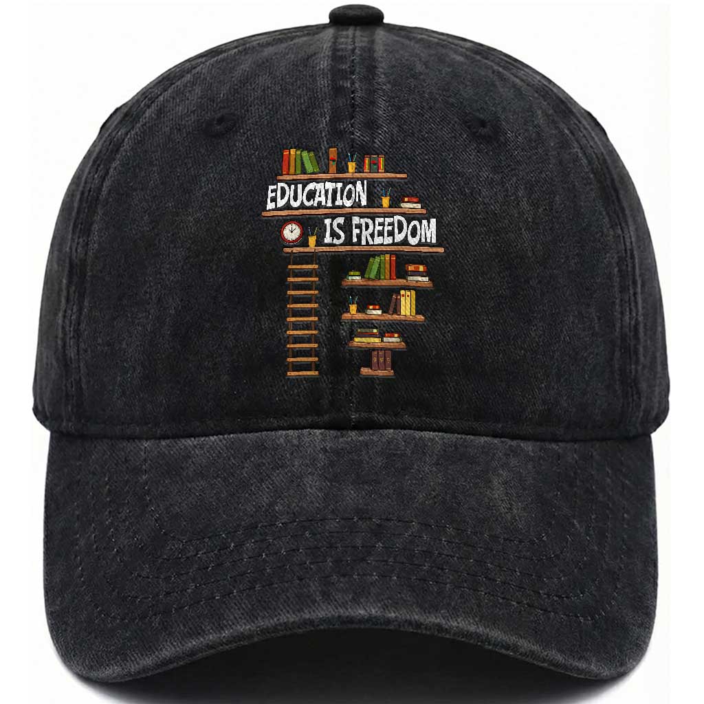 Education Is Freedom Washed Cotton Baseball Cap African American History Africa Map Books TS12 Print Your Wear