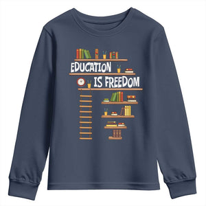 Education Is Freedom Youth Sweatshirt African American History Africa Map Books TS12 Navy Print Your Wear